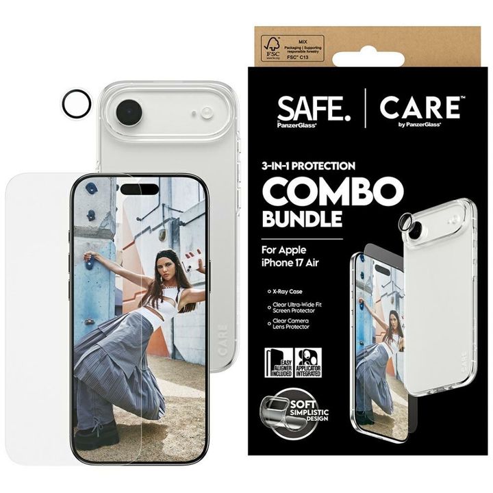Zestaw ochronny CARE by PanzerGlass      Fashionable Combo 3w1 Etui+Szkło+Lens do iPhone Air na NearMe.pl