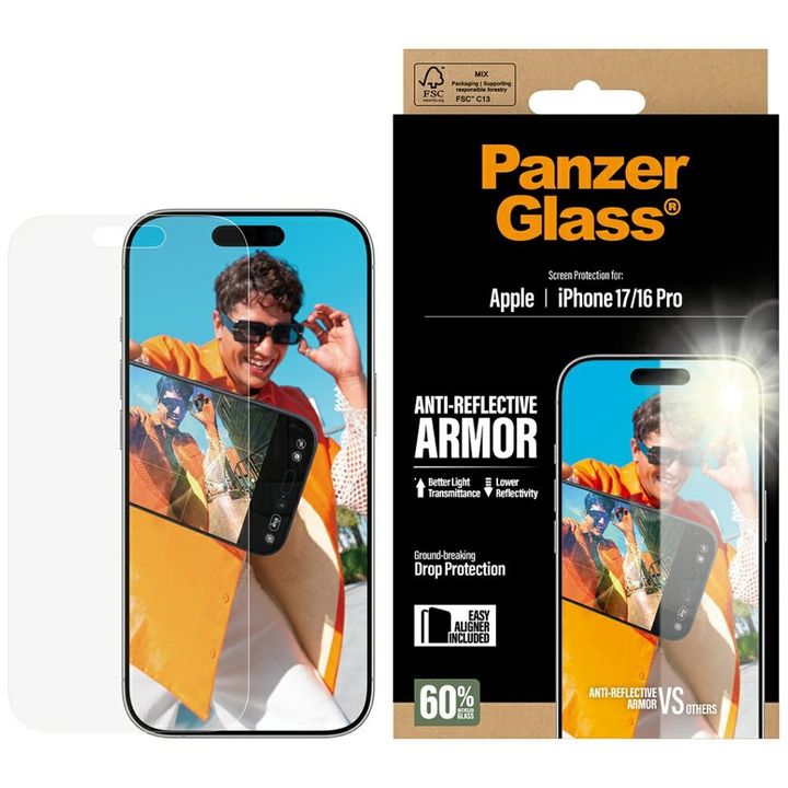 Szkło hartowane PanzerGlass Armor        Anti-Reflective EasyAligner do iPhone 17 / 16 Pro na NearMe.pl