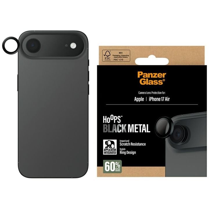 Szkło hartowane na obiektyw PanzerGlass  Hoops do iPhone Air czarny na NearMe.pl