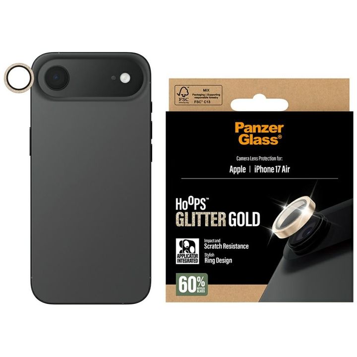 Szkło hartowane na obiektyw PanzerGlass  Hoops Glitter do iPhone Air złoty na NearMe.pl