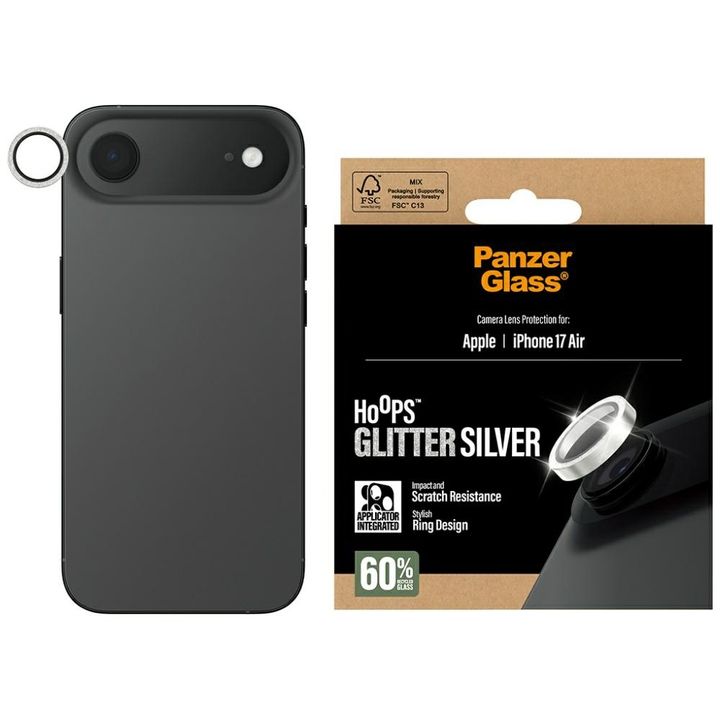 Szkło hartowane na obiektyw PanzerGlass  Hoops Glitter do iPhone Air srebrny na NearMe.pl