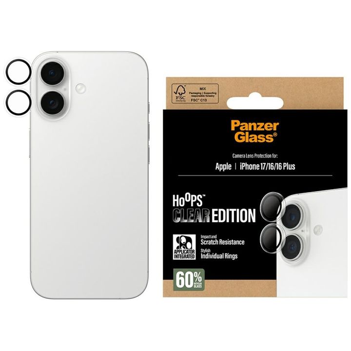 Szkło hartowane na obiektyw PanzerGlass  Hoops do iPhone 17 / 16 / 16 Plus na NearMe.pl