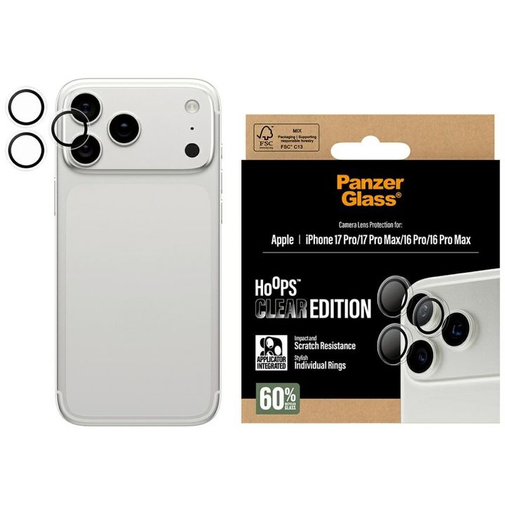 Szkło hartowane na obiektyw PanzerGlass  Hoops do iPhone 17 Pro / 17 Pro Max / 16 Pro / 16 Pro Max na NearMe.pl