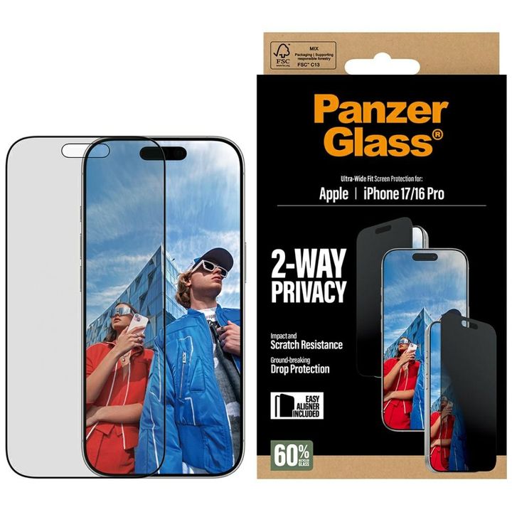 Szkło prywatyzujące PanzerGlass          Ultra-Wide Fit EasyAligner do iPhone 17 / 16 Pro na NearMe.pl