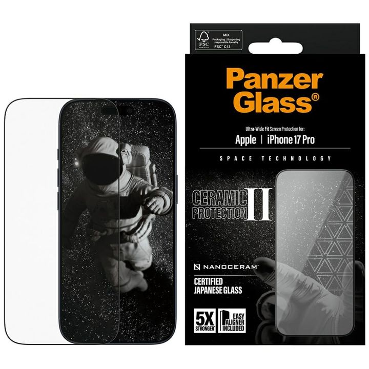 Szkło ceramiczne PanzerGlass Ceramic II  Ultra-Wide Fit EasyAligner do iPhone 17 Pro na NearMe.pl