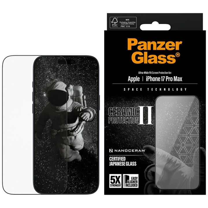 Szkło ceramiczne PanzerGlass Ceramic II  Ultra-Wide Fit EasyAligner do iPhone 17 Pro Max na NearMe.pl