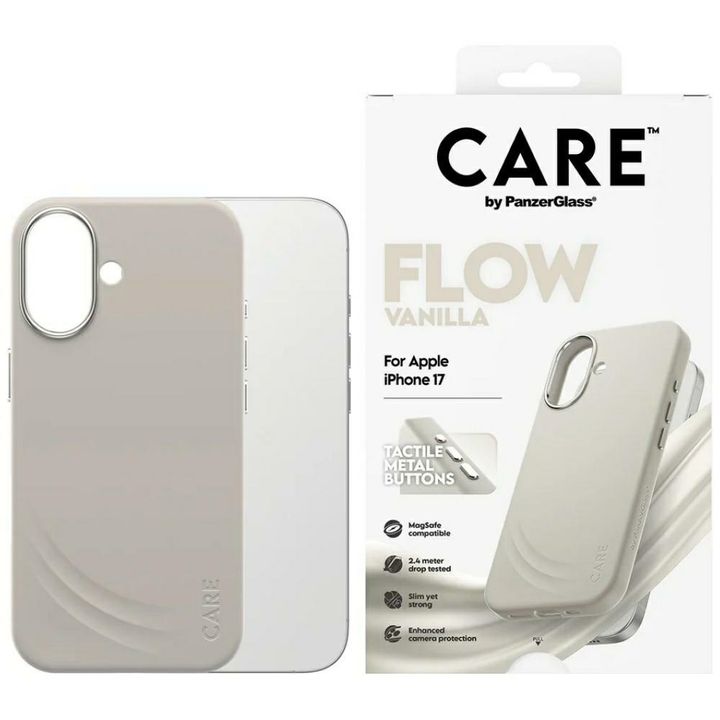 Etui CARE by PanzerGlass FLOW MagSafe do iPhone 17 waniliowy na NearMe.pl