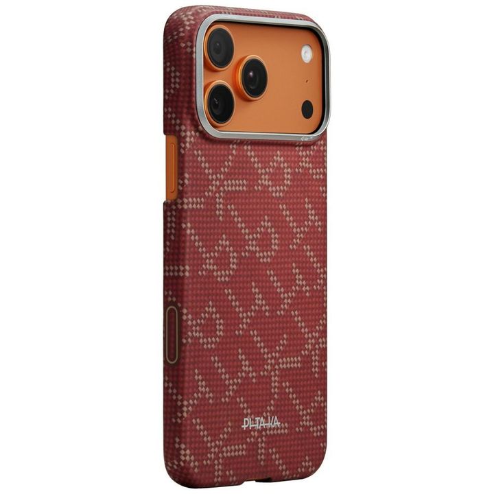 Etui PITAKA Ultra-Slim Monogram MagSafe do iPhone 17 Pro Max złoto czerwony na NearMe.pl