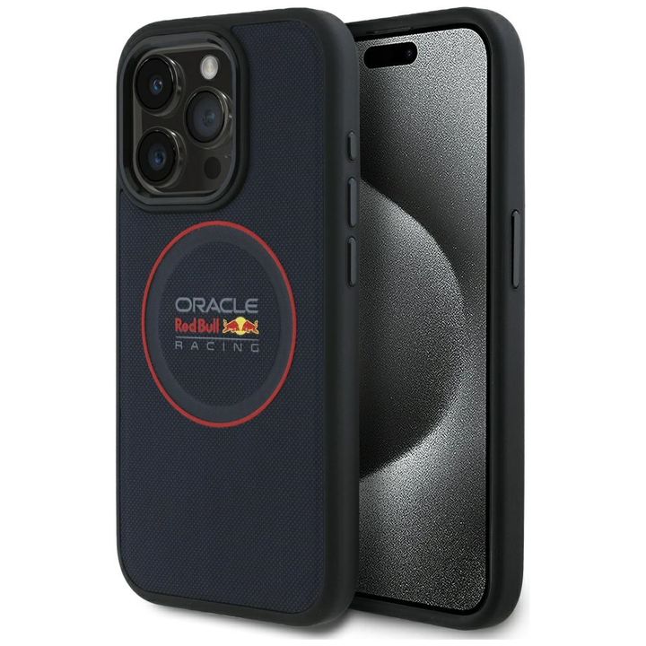 Red Bull RBHMP15L24PUILVR iPhone 15 Pro  6.1" hardcase granatowy/navy Leather Red Ring MagSafe na NearMe.pl