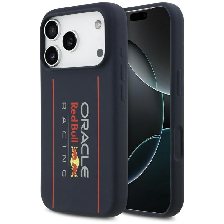 Etui Red Bull Silicone Oversize Vertical Logo MagSafe do iPhone 17 Pro granatowy na NearMe.pl