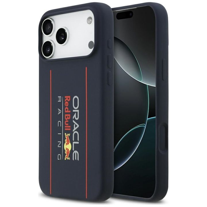 Etui Red Bull Silicone Oversize Vertical Logo MagSafe do iPhone 17 Pro Max granatowy na NearMe.pl