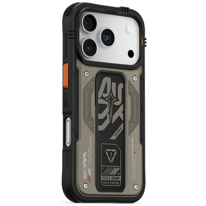Etui Skinarma Aegis do iPhone 17 Pro     Magnetic Charging + Grip Stand szary na NearMe.pl