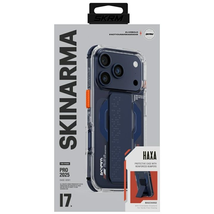 Etui Skinarma Haxa do iPhone 17 Pro      Magnetic Charging + Grip Stand niebieski na NearMe.pl