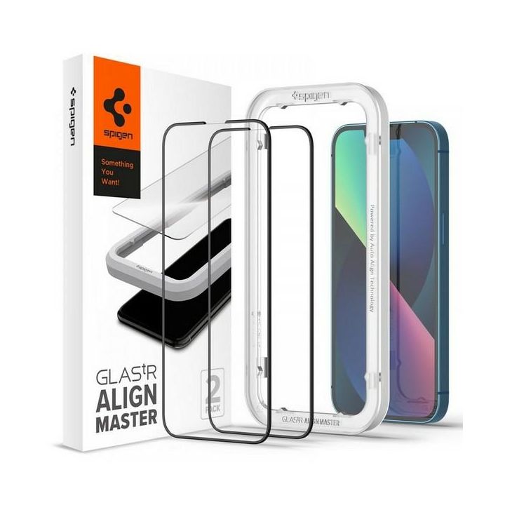 Spigen Alm Glass FC iPhone  17e/16e/14/13/13  Pro 2 szt. szkło hartowane czarna ramka AGL03387 na NearMe.pl