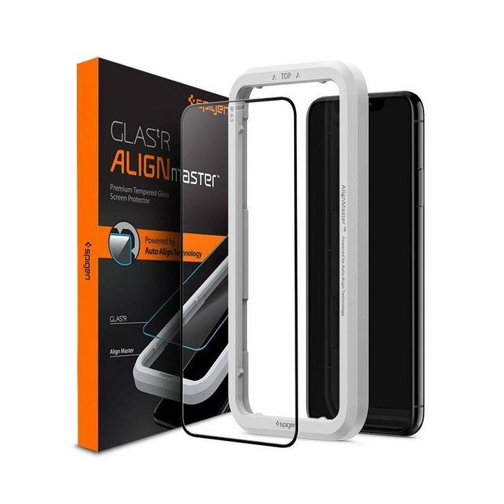 Spigen Alm Glass FC iPhone 11szkło hartowane czarna ramka z ramką montażową AGL00106 na NearMe.pl