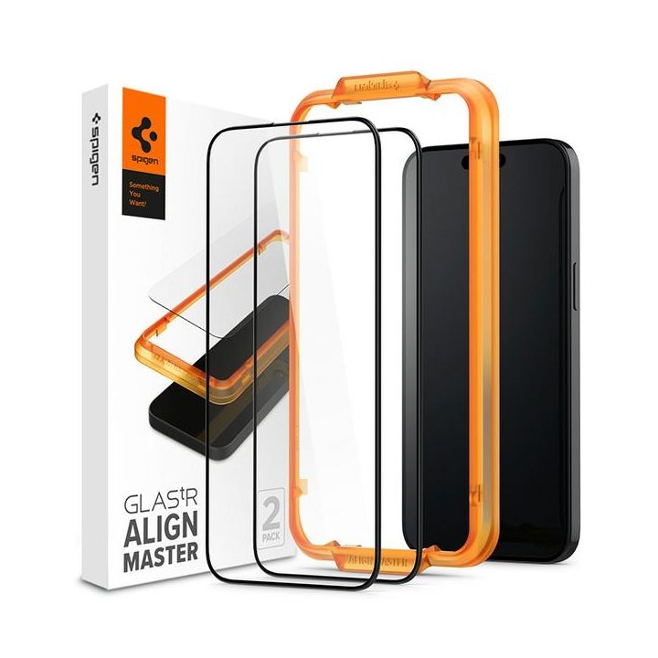 Spigen Alm Glass FC iPhone 15 6.1"2 szt. szkło hartowane czarna ramka AGL06906 na NearMe.pl