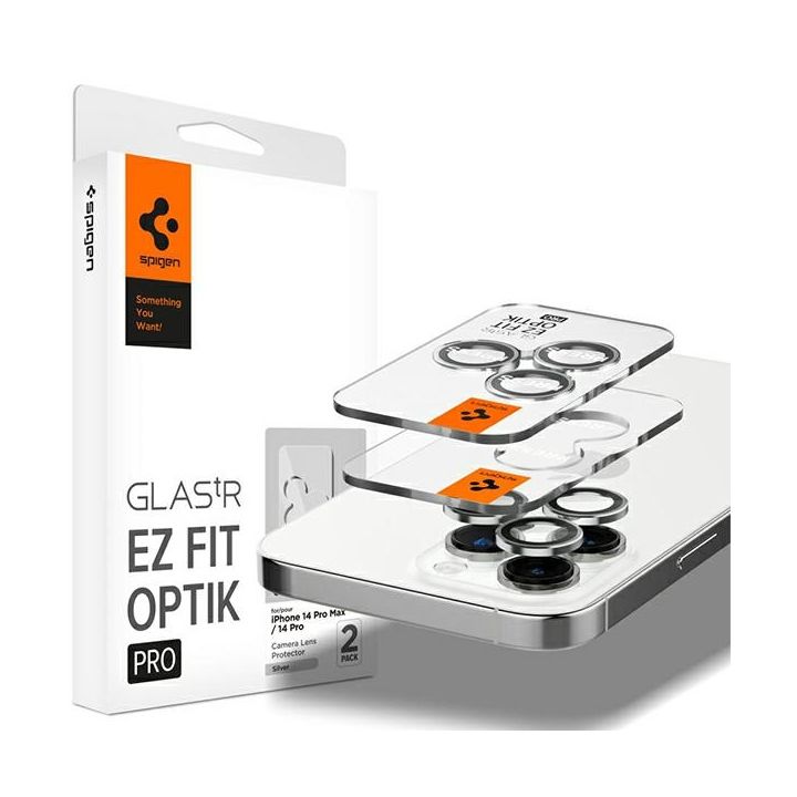 Spigen Optik.Tr Camera iPhone 14 Pro/14 Pro Max EZ FIT Lens 2szt./2pcs srebrny/silver AGL05599 na NearMe.pl