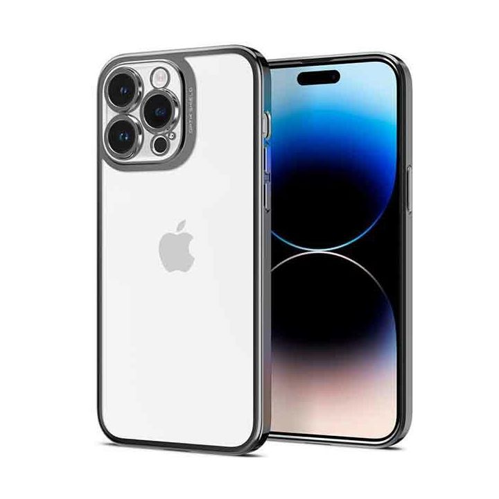 Spigen Optik Armor iPhone 14 Pro chrome grey ACS04979 na NearMe.pl