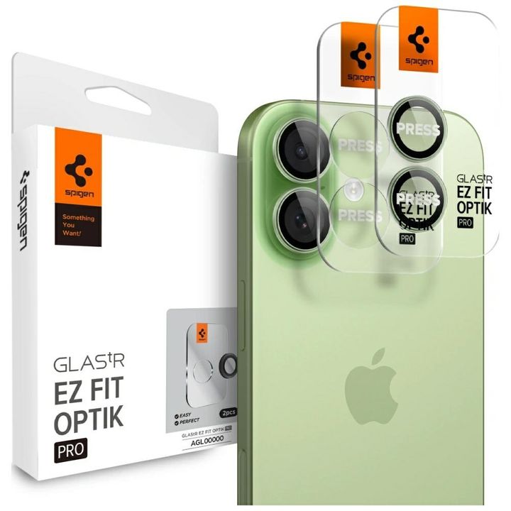Osłona aparatu Spigen Optik Pro Glas.TR  "EZ FIT" Camera Protector 2szt do iPhone 17 / 16 / 16 Plus zielony na NearMe.pl