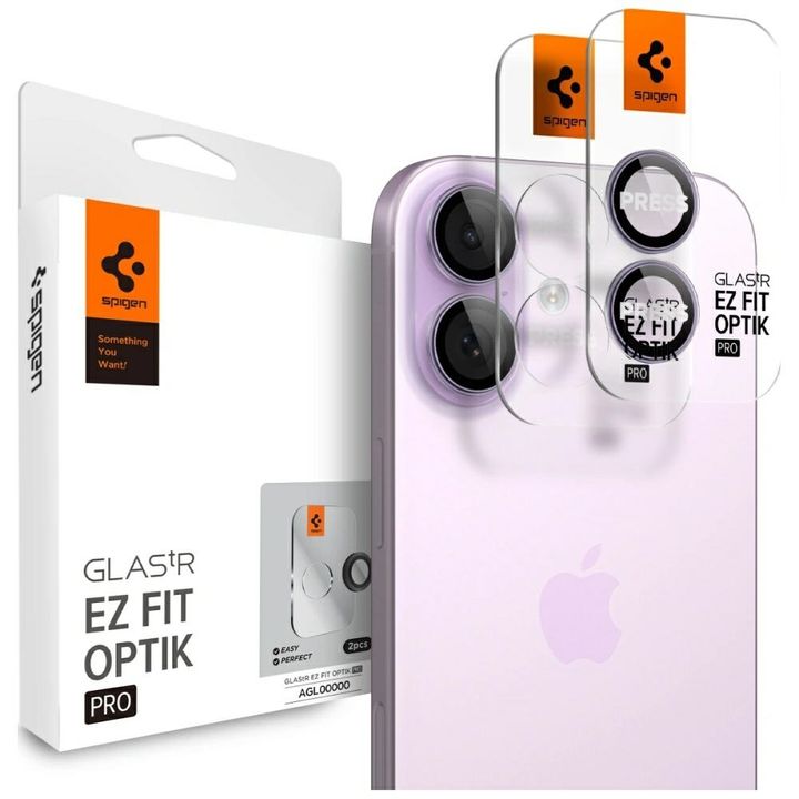 Osłona aparatu Spigen Optik Pro Glas.TR  "EZ FIT" Camera Protector 2szt do iPhone 17 / 16 / 16 Plus fioletowy na NearMe.pl