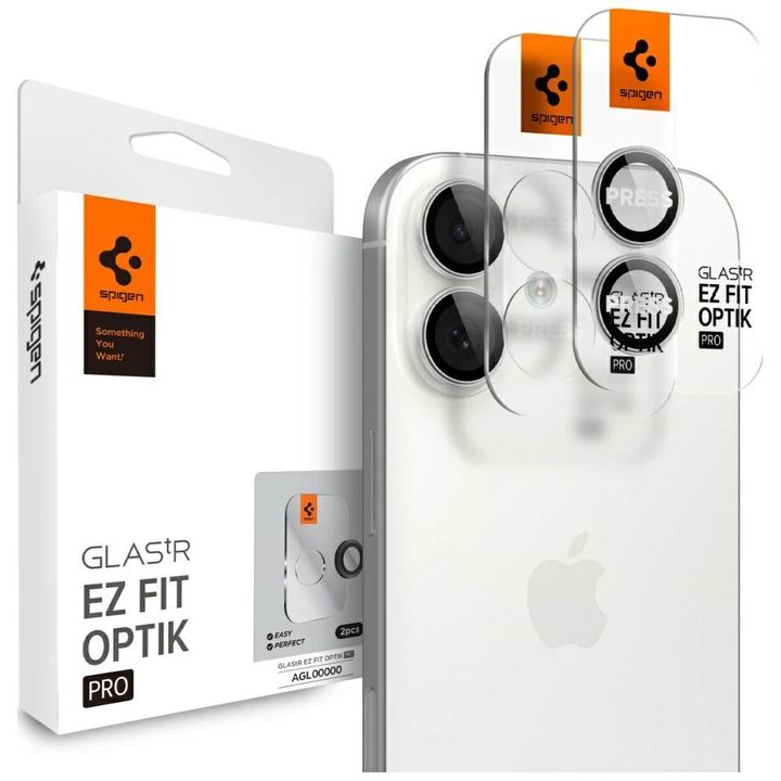 Osłona aparatu Spigen Optik Pro Glas.TR  "EZ FIT" Camera Protector 2szt do iPhone 17 / 16 / 16 Plus srebrny na NearMe.pl