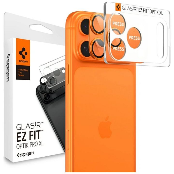 Ochrona na obiektyw aparatu Spigen       Glas.Tr Camera EZ FIT Optik Pro XL do Apple iPhone 17 Pro pomarańczowy na NearMe.pl