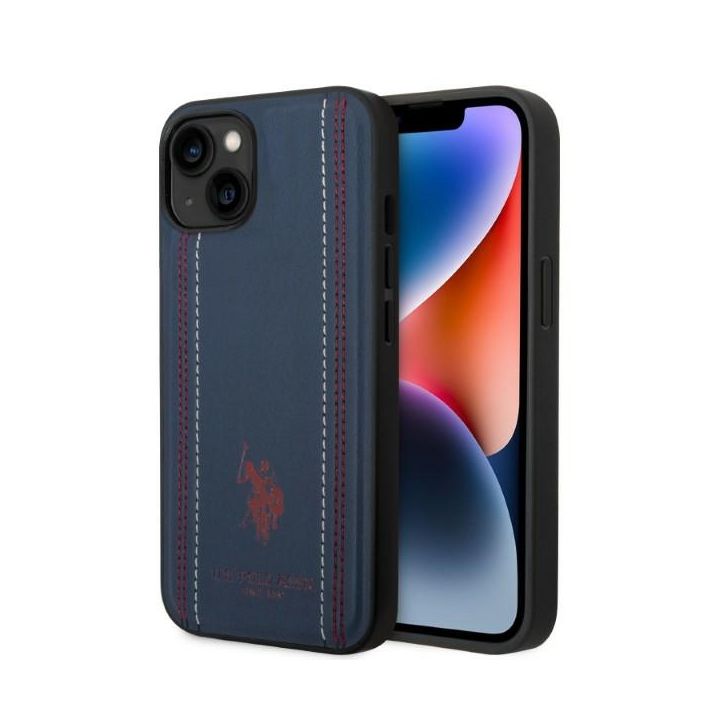 US Polo USHCP14MPFAV iPhone 14 Plus / 15 Plus 6.7" granatowy/navy blue Leather Stitch na NearMe.pl