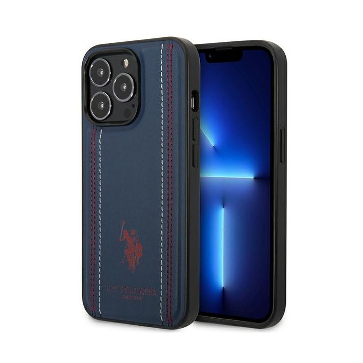 US Polo USHCP14XPFAV iPhone 14 Pro Max 6,7" granatowy/navy blue Leather Stitch na NearMe.pl
