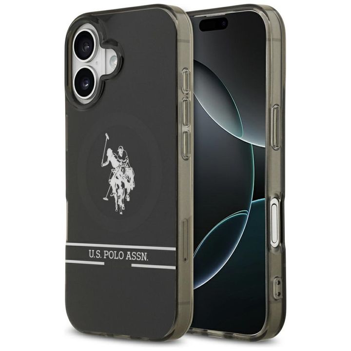 Etui US Polo DH and Bottom Stripe Logo   MagSafe do iPhone 17 czarny na NearMe.pl
