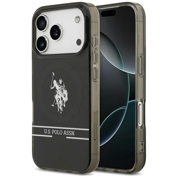 Etui US Polo DH and Bottom Stripe Logo   MagSafe do iPhone 17 Pro czarny na NearMe.pl