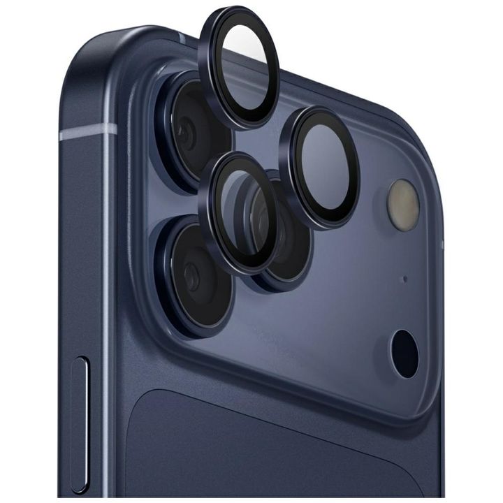 Szkło na obiektyw aparatu UNIQ Optix     Aluminium Camera Lens Protector do iPhone 17 Pro / iPhone 17 Pro Max z aplikatorem granatowy na NearMe.pl