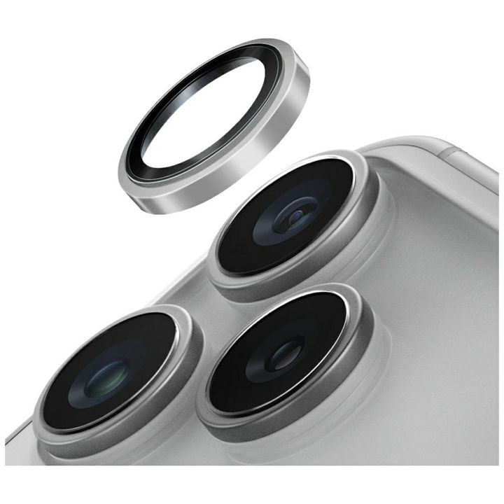 Szkło na obiektyw aparatu UNIQ Optix Prime Camera Lens Protector do iPhone 17 Pro / 17 Pro Max / 15 Pro / 15 Pro Max z aplikatorem srebrny na NearMe.pl