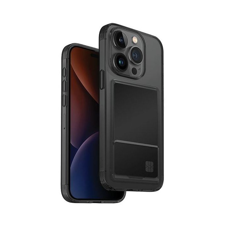 UNIQ etui Air Fender ID iPhone 15 ProMax 6.7" szary/smoked grey tinted Cardslot na NearMe.pl
