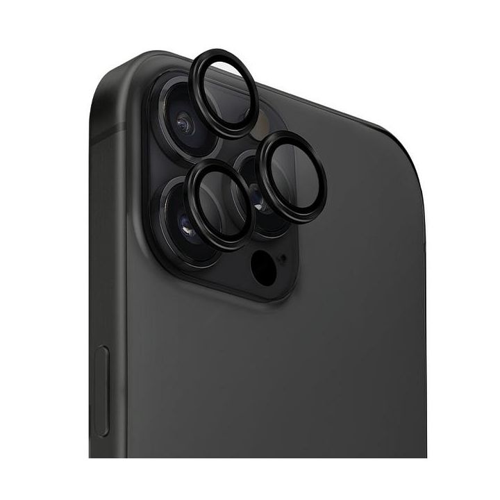 UNIQ Optix Aluminium Camera Lens Protector iPhone 16 Pro 6.3" / 16 Pro Max 6.9" midnight black szkło na obiektyw aparatu z aplikatorem na NearMe.pl