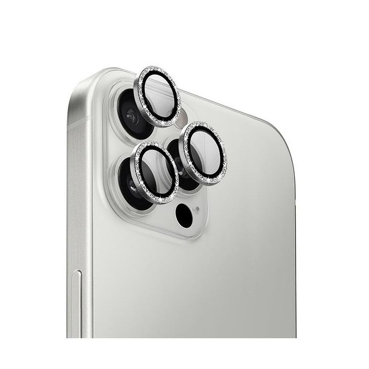 UNIQ Optix Aluminium Camera Lens Protector iPhone 16 Pro 6.3" / 16 Pro Max 6.9" white shimmer szkło na obiektyw aparatu z aplikatorem na NearMe.pl