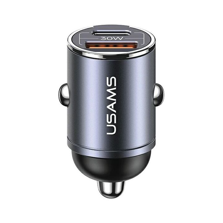 USAMS Ład. sam. 1xUSB+1xUSB-C C38 30WPD Fast Charge z wbudowanym pieścieniem stalowy/tarnish CC206CC01 (US-CC206) na NearMe.pl