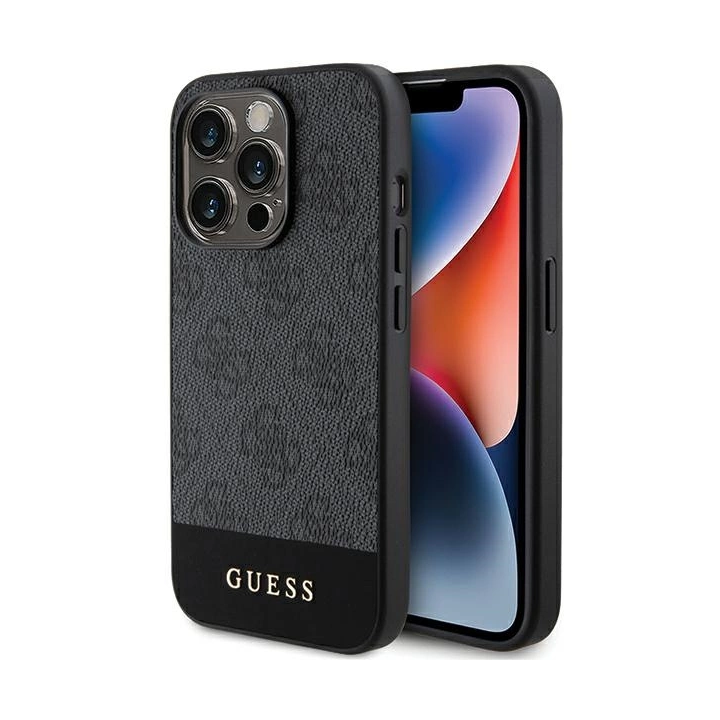 Oryginalne Etui GUESS hardcase 4G Stripe Collection GUHCP15LG4GLGR do Iphone 15 Pro szary na NearMe.pl