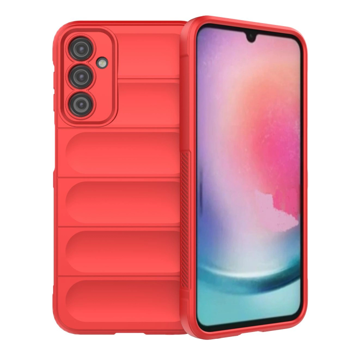 Magic Shield Case etui do Samsung Galaxy A24 4G elastyczny pancerny pokrowiec czerwone na NearMe.pl