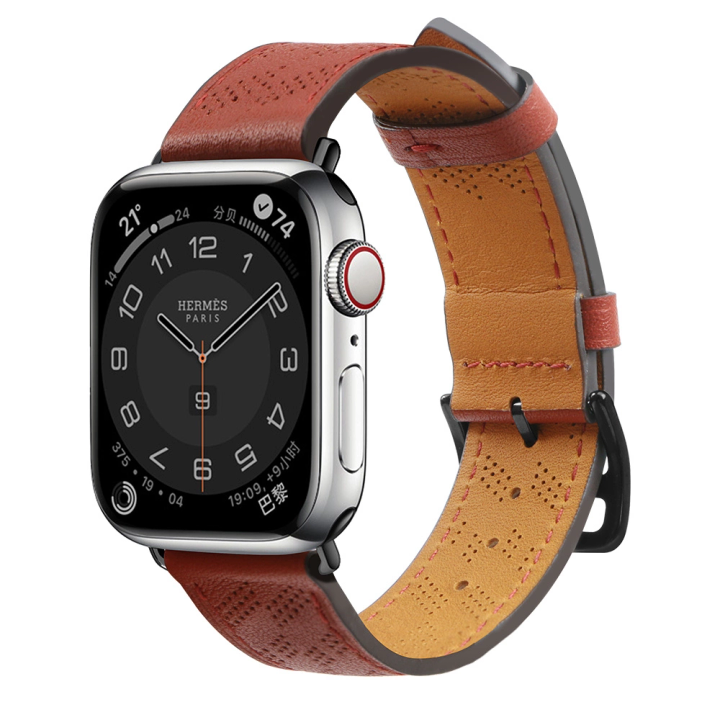 Pasek skórzany Strap Leather do Apple Watch 38 / 40 / 41 mm opaska bransoleta - czerwony na NearMe.pl