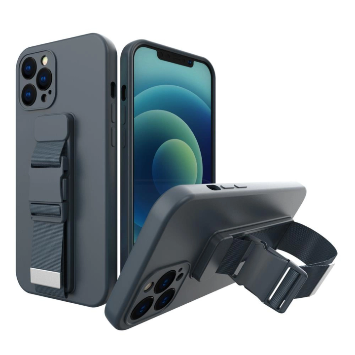 Rope case żelowe etui ze smyczą łańcuszkiem torebka smycz iPhone 11 Pro Max granatowy na NearMe.pl