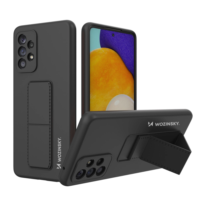 Wozinsky Kickstand Case silikonowe etui z podstawką etui Samsung Galaxy A73 czarne na NearMe.pl