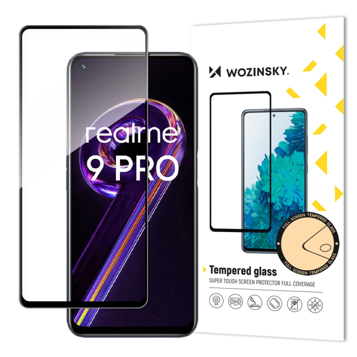 Wozinsky super wytrzymałe szkło hartowane Full Glue na cały ekran z ramką Case Friendly Realme 9 Pro czarny na NearMe.pl