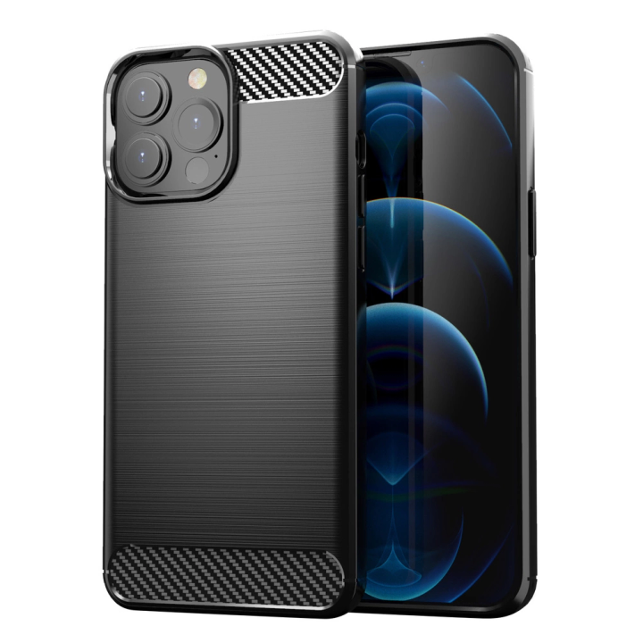 Carbon Case elastyczne etui pokrowiec iPhone 13 Pro Max czarny na NearMe.pl