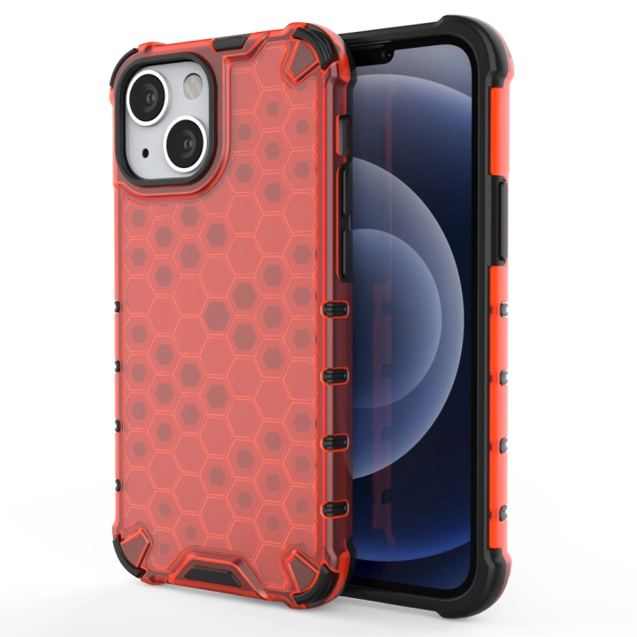 Honeycomb etui pancerny pokrowiec z żelową ramką iPhone 13 mini czerwony na NearMe.pl