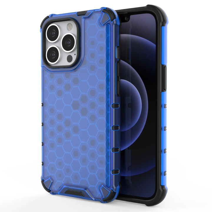 Honeycomb etui pancerny pokrowiec z żelową ramką iPhone 13 Pro niebieski na NearMe.pl