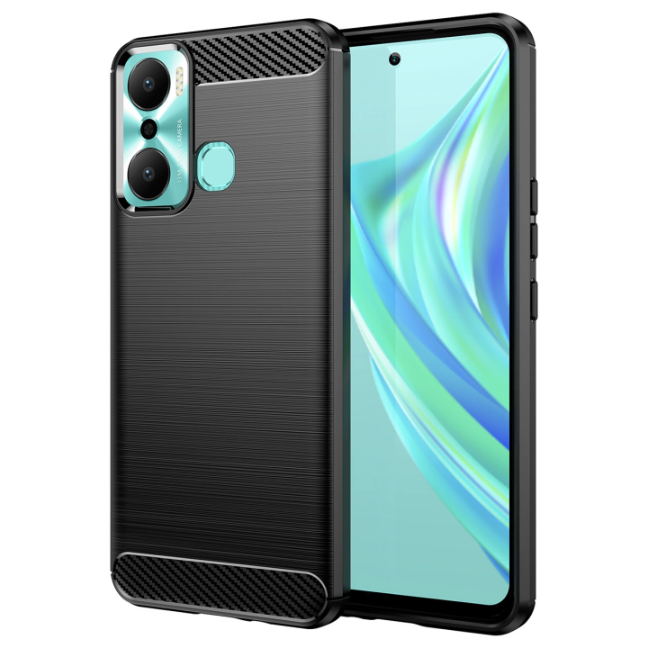 Carbon Case etui do Infinix Hot 20 Play elastyczny silikonowy karbonowy pokrowiec czarne na NearMe.pl
