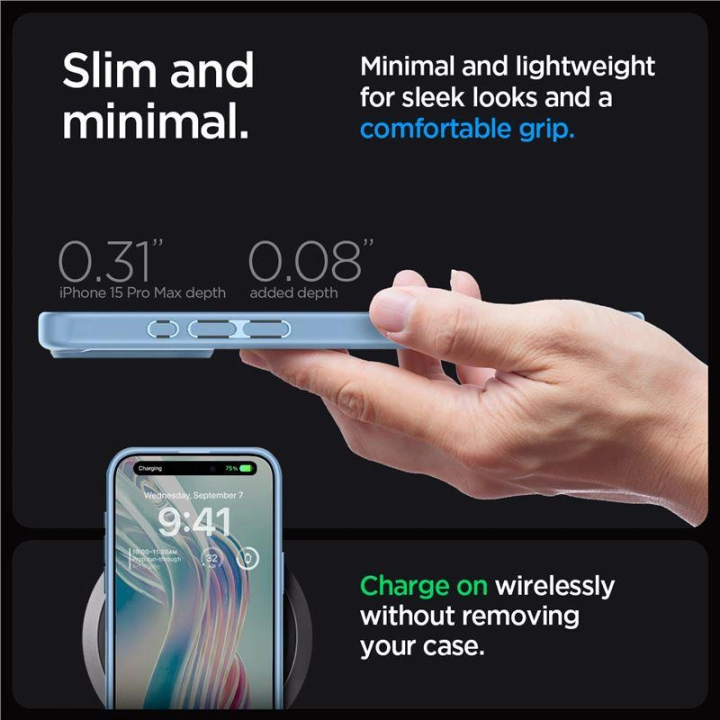 Etui Spigen Ultra Hybrid na iPhone 15 Pro Max - jasnoniebieskie na NearMe.pl