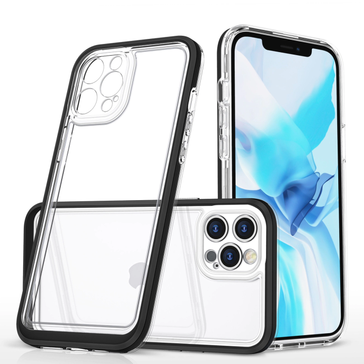 Clear 3in1 etui do iPhone 12 Pro żelowy pokrowiec z ramką czarny na NearMe.pl