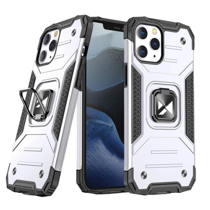 Wozinsky Ring Armor etui iPhone 14 Pro pancerny pokrowiec uchwyt magnetyczny ring srebrne na NearMe.pl