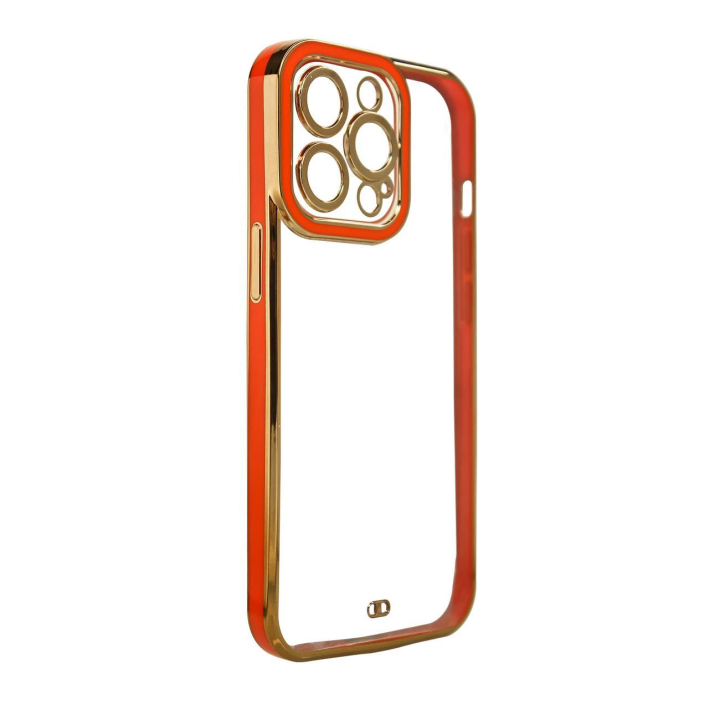 Fashion Case etui do iPhone 12 Pro żelowy pokrowiec ze złotą ramką czerwony na NearMe.pl
